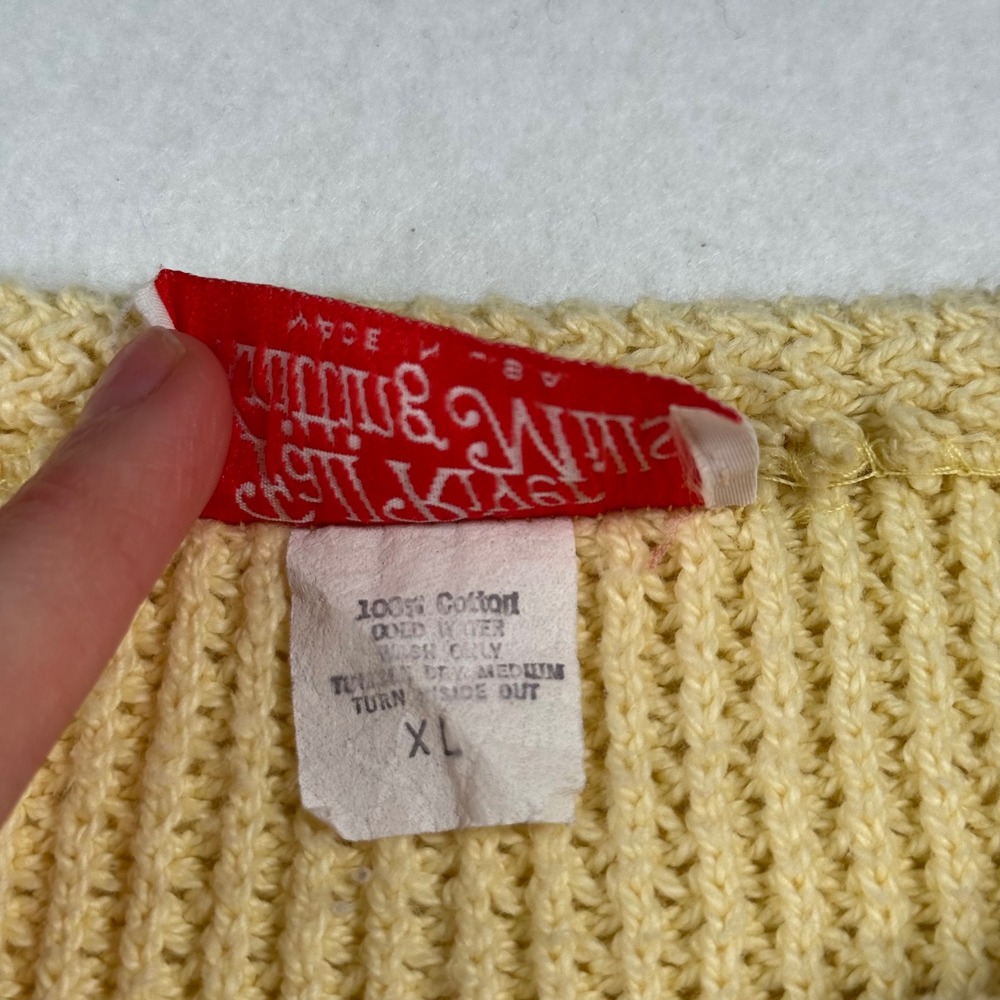 Vintage Fall River Knitting Mills Yellow Cotton Ribbed Boat Neck Sweater XL USA - Picture 5 of 9